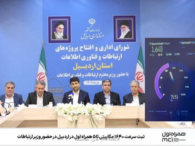 تست رکورد سرعت 5G همراه اول ۱۶۴۰ مگابیتی در اردبیل