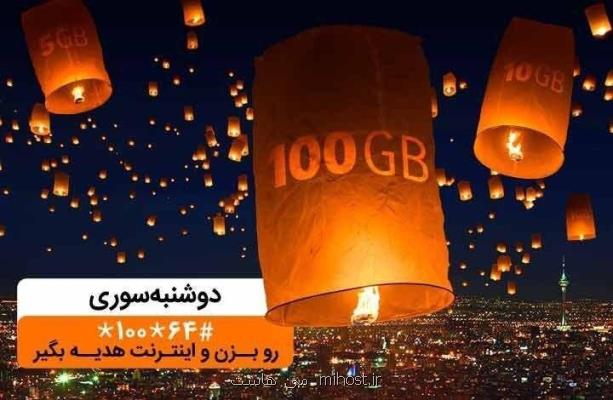 تا ۱۰۰گیگ اینترنت در دوشنبه سوری دیماه همراه اول